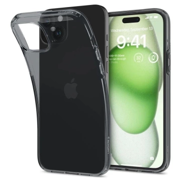 Pouzdro Spigen Crystal Flex pro Apple iPhone 15 Plus - šedé a průhledné