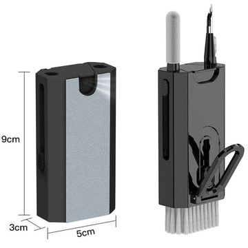 Multifunktionaler Reiniger Alogy Cleaner Set 8-in-1-Kopfhörer-Tastatur-Bildschirm-Reinigungsset für Telefone, Laptops, Computer Schwarz