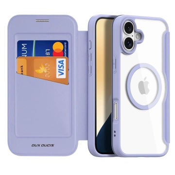 Чохол MagSafe для iPhone 16 Dux Ducis Skin X Pro фіолетового кольору з клапаном