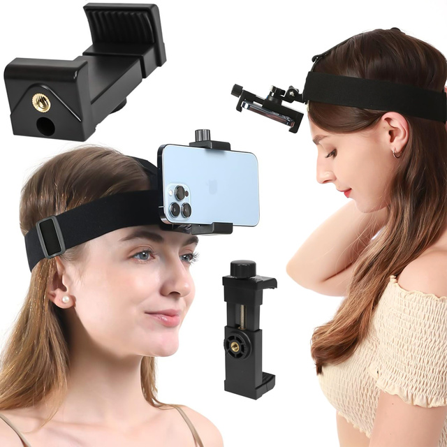 Opaska na głowę kask Uchwyt 2w1 do telefonu, kamer sportowych GoPro Hero, DJI, SJCAM, EKEN Alogy czarny