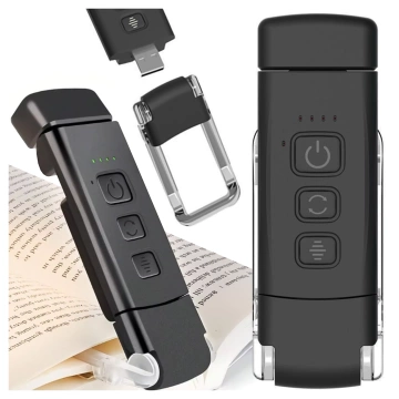 Світлодіодна лампа для читання Alogy Clip Lamp, акумуляторна лампа-затискач для книг, чорна