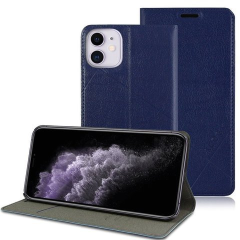 Etui z klapką portfel Alogy skórzane obudowa do Apple iPhone 11 Granatowe