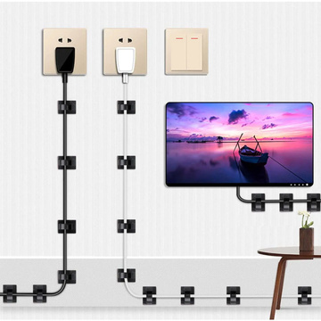 Self-adhesive clips x50 Desk cable organizer cable organizers for desk top wires 3M tape Alogy [50pcs]