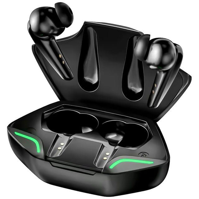 Kabellose Bluetooth 5.2 TWS-Kopfhörer im Powerbank-Gehäuse für Gamer, LED-Gaming, Schwarz