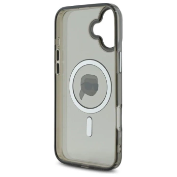 Karl Lagerfeld iPhone 16 6.1" Case Black MagSafe Hardcase IML Metal Karl Head