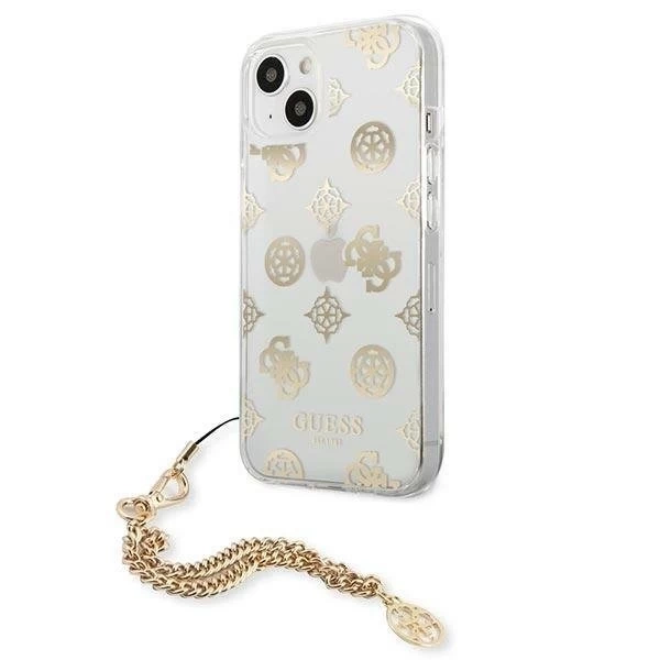 Guess GUHCP13SKSPEGO iPhone 13 mini 5,4" złoty/золотий твердий чохол Peony Chain Collection