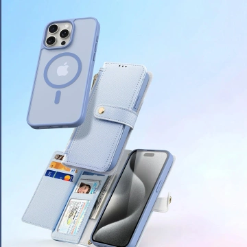 iPhone 15 Pro Dux Ducis Lawa Wallet Mag Leather Case Blue