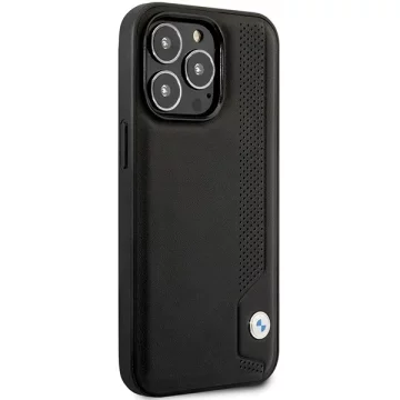 Etui für das Telefon BMW BMHCP14L22RBDK für das Apple iPhone 14 Pro 6,1" Czarny/Black Hardcase Leather Blue Dots