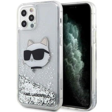 Karl Lagerfeld KLHCP12MLNHCCS protective phone case for Apple iPhone 12 /12 Pro 6.1" silver/silver hardcase Glitter Choupette Head