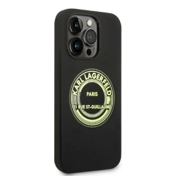 Ochranné pouzdro na telefon Karl Lagerfeld KLHCP14LSRSGRCK pro Apple iPhone 14 Pro 6.1" hardcase černá/černá silikonová RSG