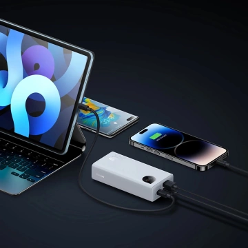 Powerbanka Baseus Adaman2 s digitálním displejem 2x USB-A / 1x USB-C 10000mAh 30W - bílá