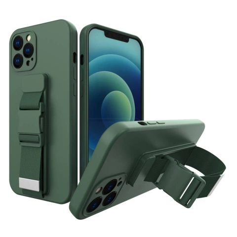 Pouzdro na lano gelové pouzdro s řetízkem na šňůrku taška na šňůrku na krk iPhone 11 Pro Max tmavě zelená