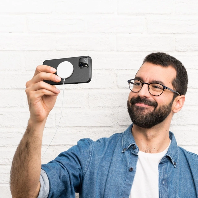 Dux Ducis Grit Leather Case for iPhone 14 Plus Sleek PU Leather Cover (MagSafe Compatible) Black