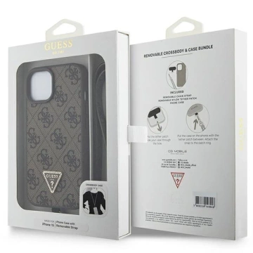 Etui Guess GUHCP15MP4TDSCPW na iPhone 15 Plus 6,7" pevné puzdro Crossbody 4G kovové logo hnedé/brązowy