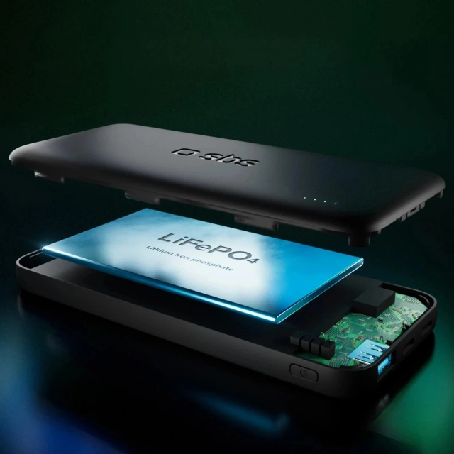 Powerbank SBS Infinity 10000mAh 10W LiFePO₄ USB-C USB-A Czarny