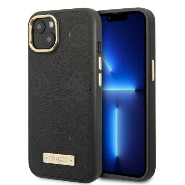 Etui Guess GUHMP13MSAPSTK do Apple iPhone 13 6,1" czarny/black hardcase Peony Logo Plate MagSafe