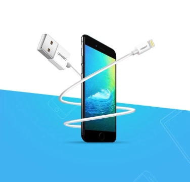 Uzelený kabel USB kabel - Lightning MFI 1m 2,4A bílý (20728)