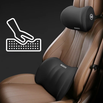 2x Alogy Autokissen Rücken Lendenwirbelsäule Nackenstütze Memory Foam Schwarz