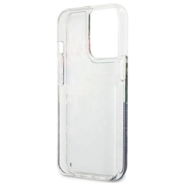 Guess GUHCP13XLFLSB iPhone 13 Pro Max 6,7" niebieski/modré pevné puzdro Flower Liquid Glitter