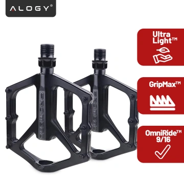 Plattform-Fahrradpedale für MTB-Fahrräder, Aluminium 9/16" Schwarzes Aluminium-Set [2 Stk.]