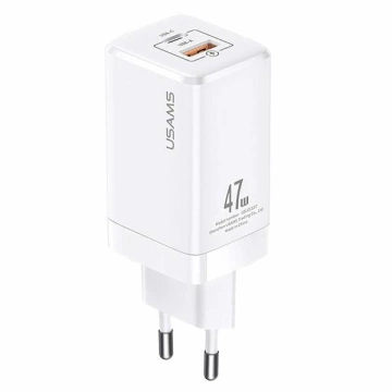 Zatížení USAMS. síť. T41 USB-C USB GaN 47W PD QC (pouze hlava) Rychlé nabíjení bílá/bílá CC137TC02 (US-CC137)