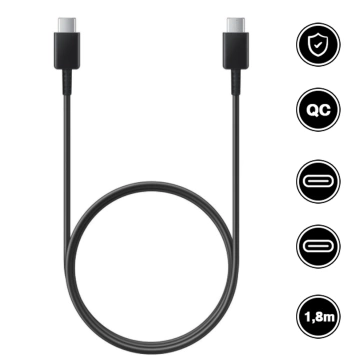 Original Samsung USB-C-auf-USB-C-Kabel EP-DW767 zum Aufladen, 1,8 m, 3 A, 25 W/45 W, Weiß