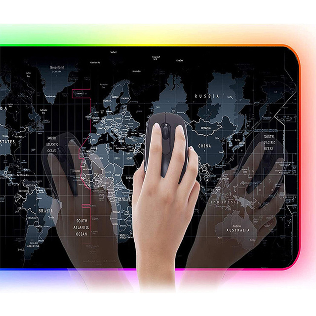 Mouse pad gaming desk mat RGB large XXL 80x30cm World map