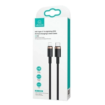 USAMS Kabel U63 USB-C na Lightning 1,2m 20W PD Fast Charge černý