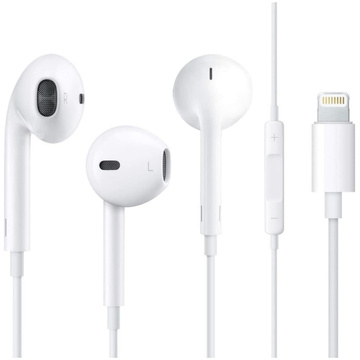 Káblové slúchadlá Ear Pods Lightning pre Apple iPhone iPad iPod do uší Biele
