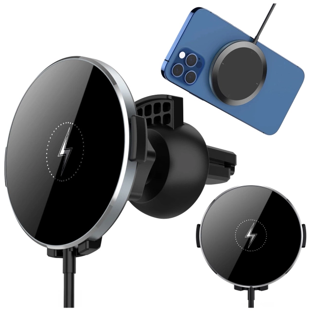 Držák do auta 2 v 1 s Alogy Airvent MagSafe QI Charger pro MagSafe 15W indukční nabíječka Černá