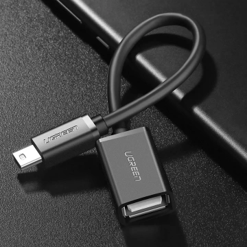Ugreen US249 Mini-USB-B-auf-USB-A-OTG-Adapter, 10 cm, 480 Mbit/s, Schwarz