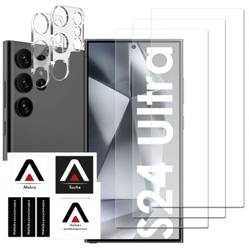 Загартоване скло для Samsung Galaxy S24 Ultra 3x протектор екрану 2x об’єктив камери Lens Pro 9H Alogy Glass Set
