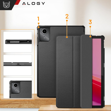 Case for Lenovo Tab M11 10.95" TB330FU / TB330XU / TB331FC Book Case Cover with flap housing case cover Alogy Gray Glass Stylus