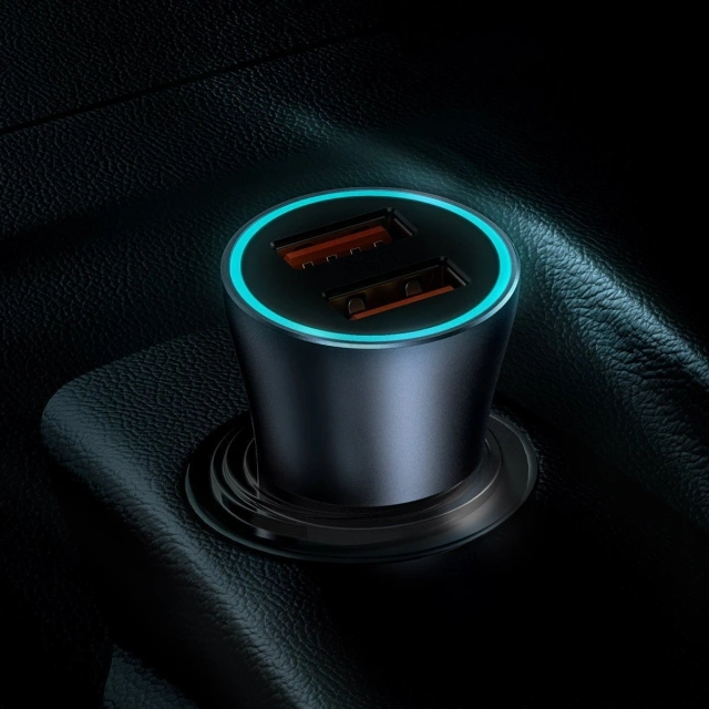 Автомобільний зарядний пристрій Baseus Golden Contactor Pro, 2x USB, 40W (сірий)