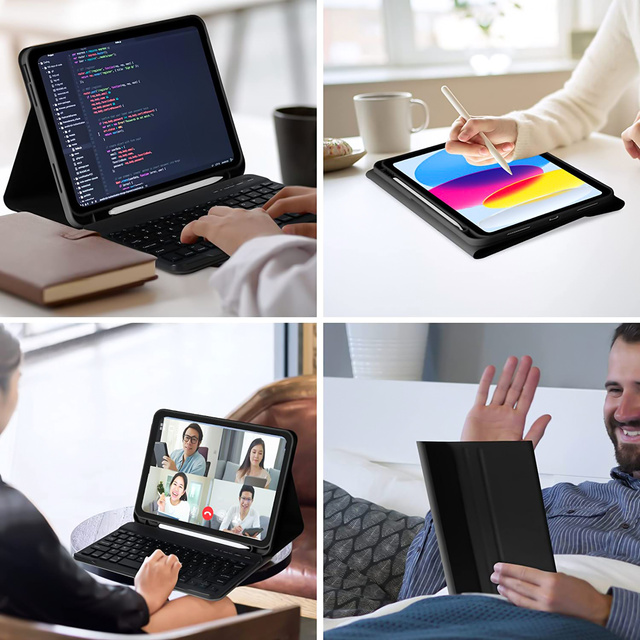 Etui ochronne z klawiatura bezprzewodowa Alogy Keyboard Case z miejscem na rysik do Apple iPad 11 2025 / iPad 10.9 2022 Czarne