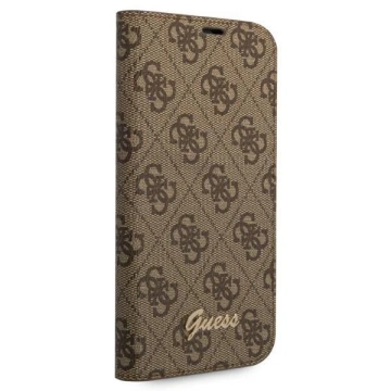 Pouzdro Guess GUBKP14SHG4SHW pro Apple iPhone 14 6.1" hnědá/hnědá kniha 4G Vintage Gold Logo