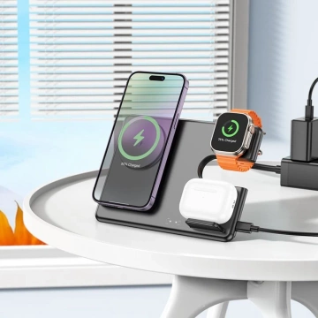 HOCO 3in1 Wireless Charger Compatible with Apple Watch 15W CQ1 Black
