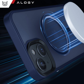Чохол для iPhone 14 Plus MagSafe Matt Case Cover Matte Alogy Ring Armored Phone Case Navy Blue