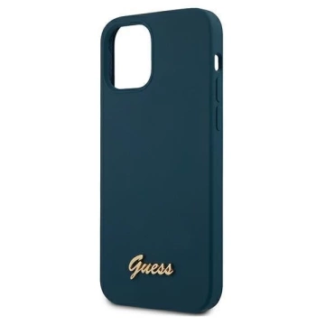 Guess GUHCP12LLSLMGBL iPhone 12 Pro Max 6,7" niebieski/синій твердий чохол Metal Logo Script