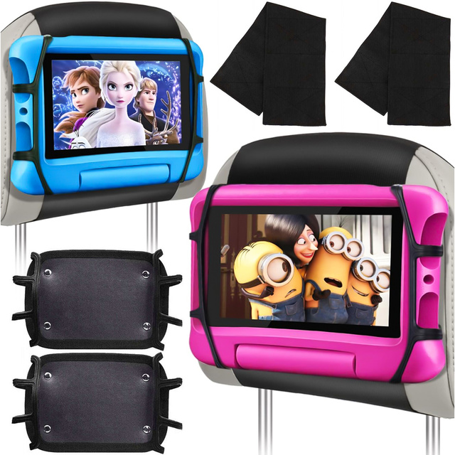 2x Car headrest holder strong Velcro for tablet phone reader Alogy Car flexible black