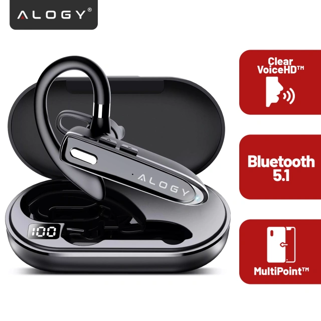 Bezdrátový headset pro hovory Bluetooth 4.0 do auta headset s displejem V8 Black