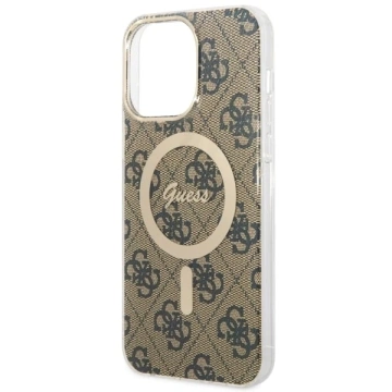 Guess GUHMP14XH4STW phone case for Apple iPhone 14 Pro Max 6.7" brown/brown hardcase 4G MagSafe