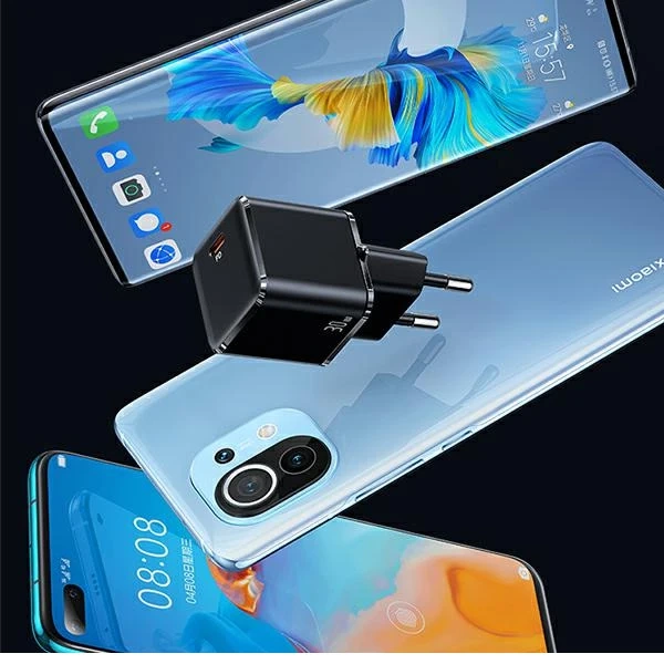 "USAMS nástenná nabíjačka 1xUSB-C T45 mini 30W (iba hlava) PD3.0 rýchle nabíjanie čierna/čierna CC148TC01 (US-CC148)"