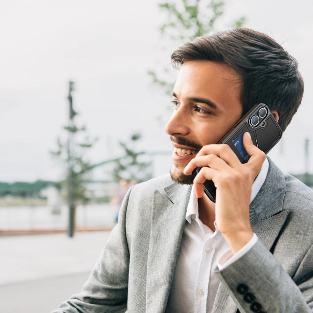 Pouzdro na iPhone 16 Dux Ducis Rafi II Mag MagSafe RFID stojánek černý
