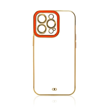 Módní pouzdro na iPhone 12 Pro Gold Frame Gel Cover Red