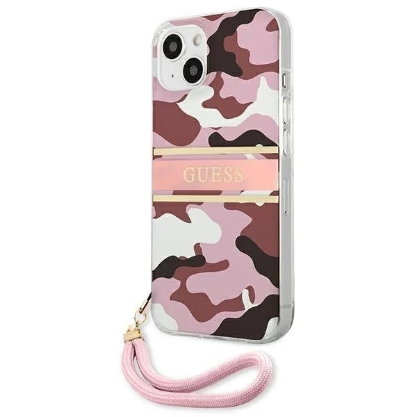 Guess GUHCP13SKCABPI iPhone 13 mini 5,4" różowy/pink Hardcase Camo Strap Collection
