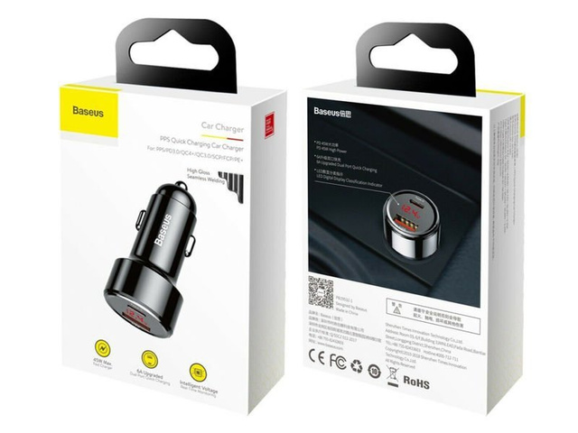 Baseus USB nabíječka do auta PPS QC Quick Charge Type-C 45W 6A černá
