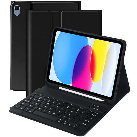 Захисний чохол з бездротовою клавіатурою Alogy Keyboard Case with Stylus Holder для Apple iPad 10.9 2022 Чорне скло