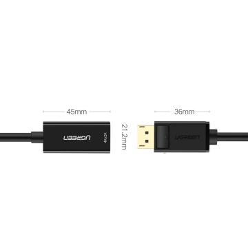"UGREEN adaptérový kábel z DisplayPort (samec) do HDMI (samica) (jednosmerný) 1080P 60Hz 12bit čierny (40362)"