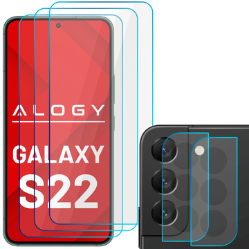 Загартоване скло 9H 3х на екран 2х на об'єктив камери Alogy Glass Pack для Galaxy S22